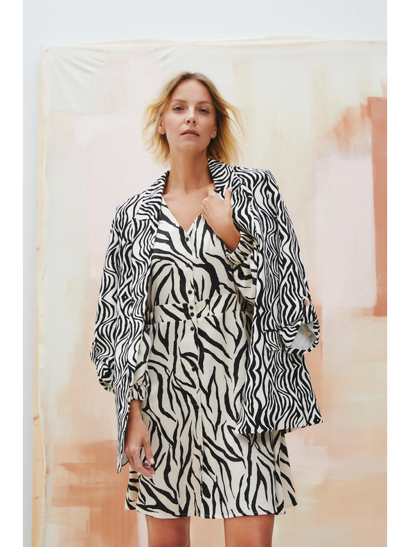 Moodo Десенирано сако бежово Moodo