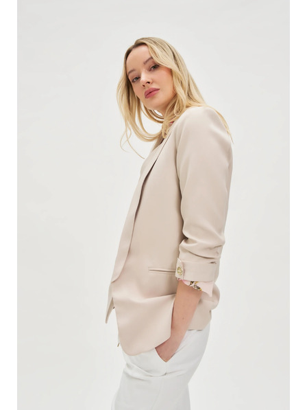 Moodo Бежово сако с 3/4 ръкави със záhyby Moodo