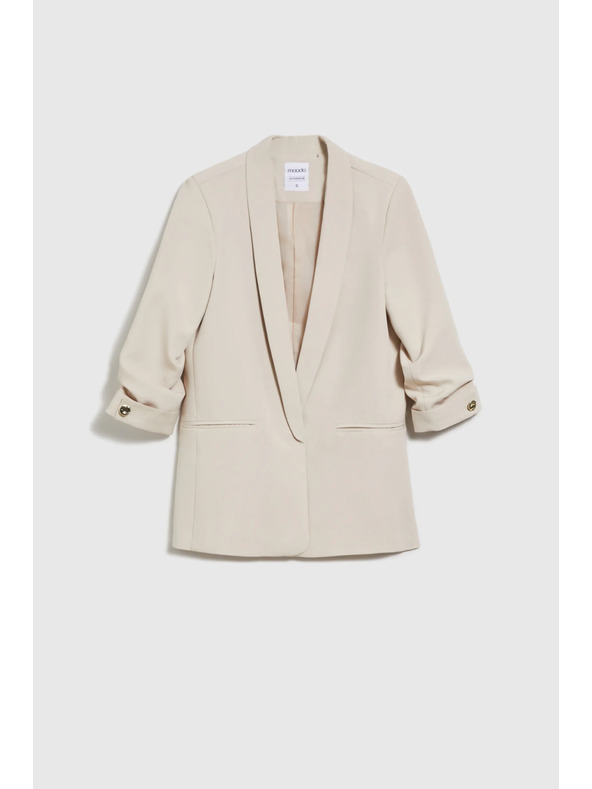 Moodo Бежово сако с 3/4 ръкави със záhyby Moodo