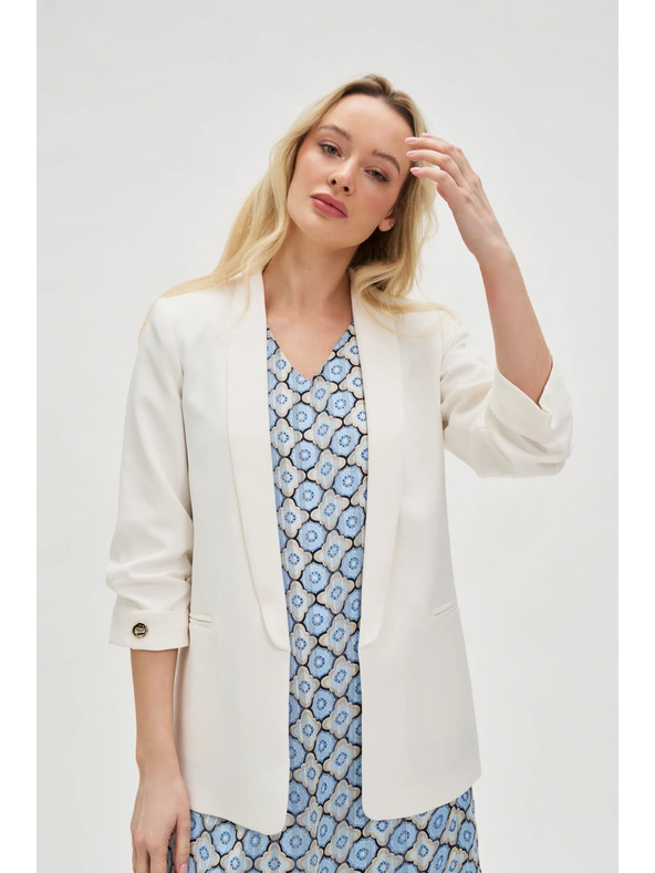 Moodo Бяло сако със сбъркан ръкав Moodo