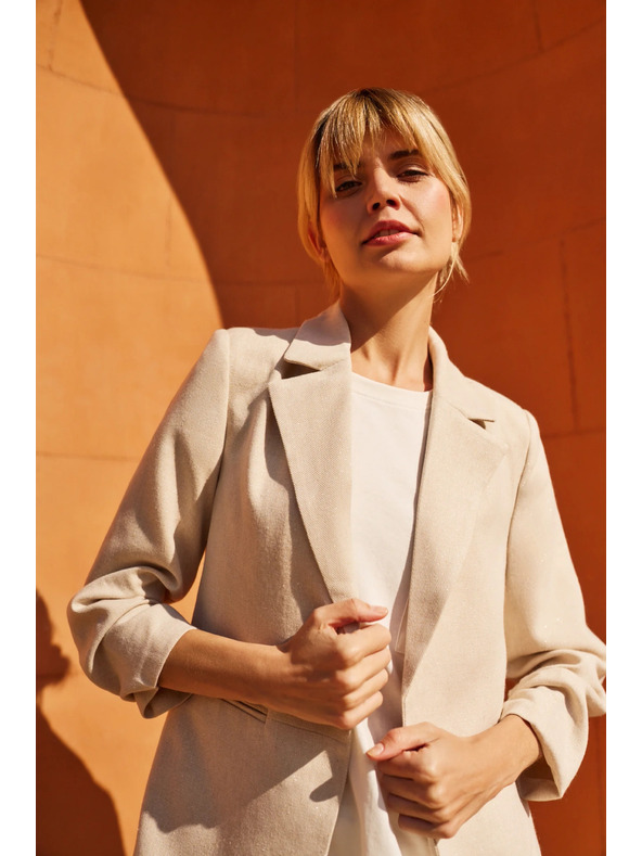 Moodo Бежово сако със сбъркан 3/4 ръкав Moodo