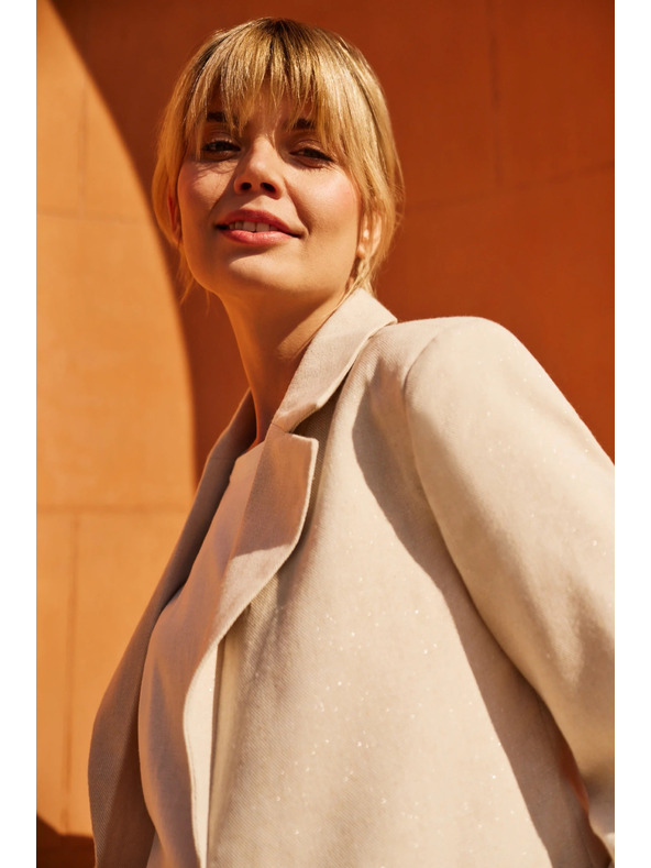 Moodo Бежово сако със сбъркан 3/4 ръкав Moodo