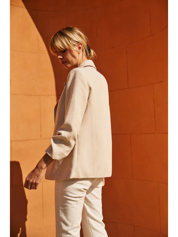 Moodo Бежово сако със сбъркан 3/4 ръкав Moodo