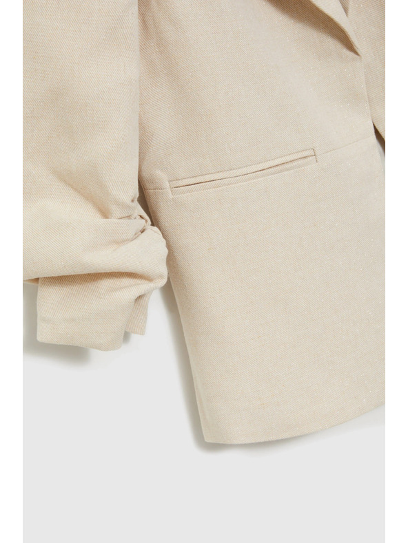 Moodo Бежово сако със сбъркан 3/4 ръкав Moodo