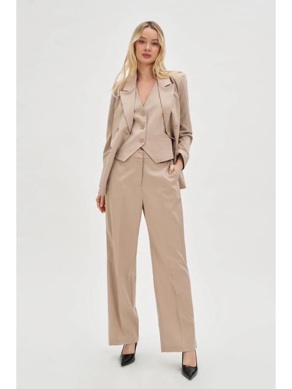 Moodo Двуредно раирано бежово сако Moodo