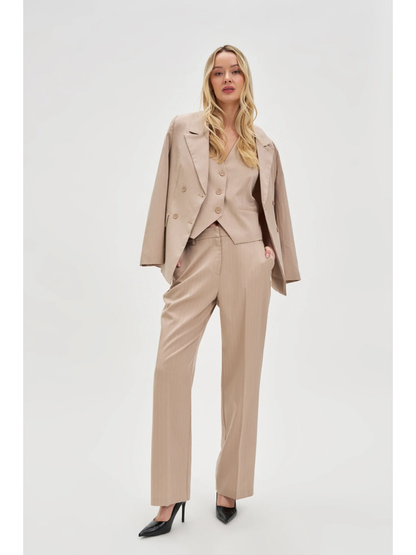 Moodo Двуредно раирано бежово сако Moodo