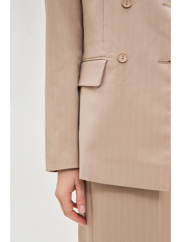 Moodo Двуредно раирано бежово сако Moodo