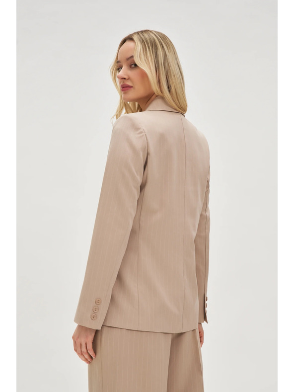 Moodo Двуредно раирано бежово сако Moodo