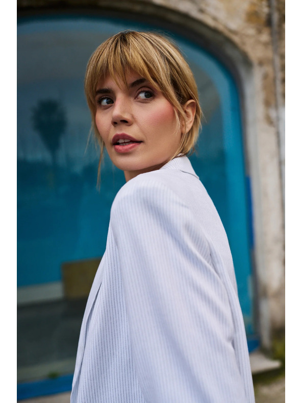 Moodo Бяло вискозно сако с ивици Moodo