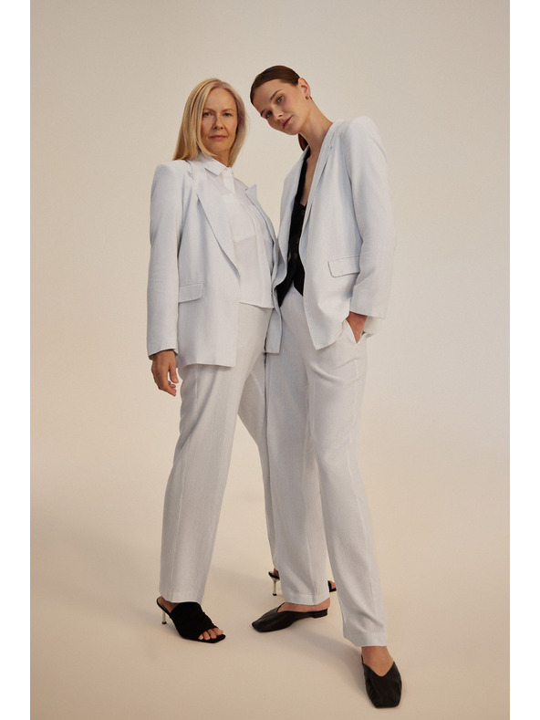 Moodo Бяло вискозно сако с ивици Moodo