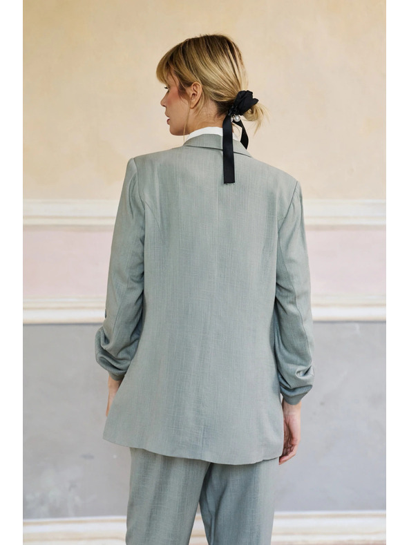 Moodo Маслиненозелено сако от вискоза и лен Moodo