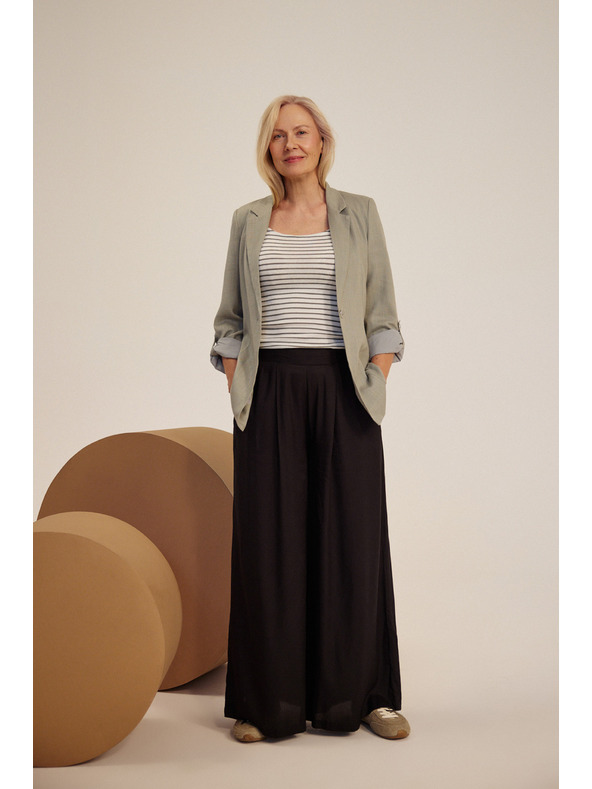 Moodo Маслиненозелено сако от вискоза и лен Moodo