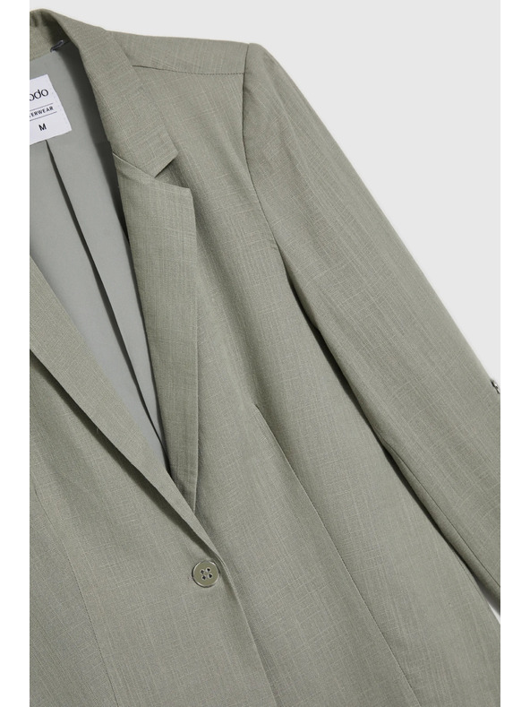 Moodo Маслиненозелено сако от вискоза и лен Moodo