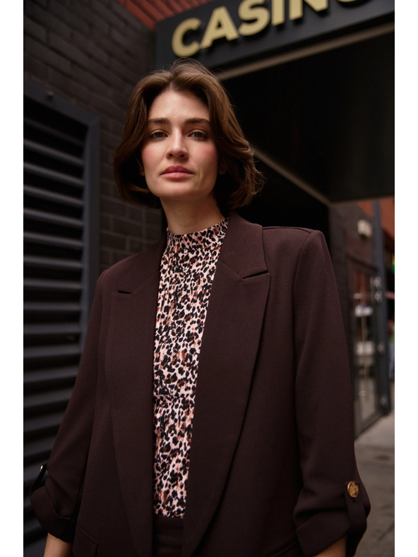 Moodo Кафяво сако с 3/4 ръкави Moodo