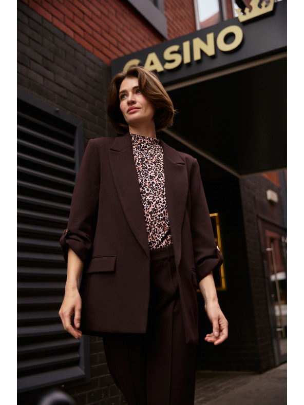 Moodo Кафяво сако с 3/4 ръкави Moodo