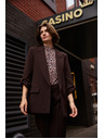 Moodo Кафяво сако с 3/4 ръкави Moodo