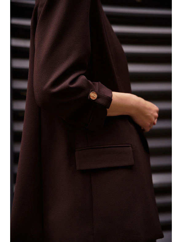 Moodo Кафяво сако с 3/4 ръкави Moodo