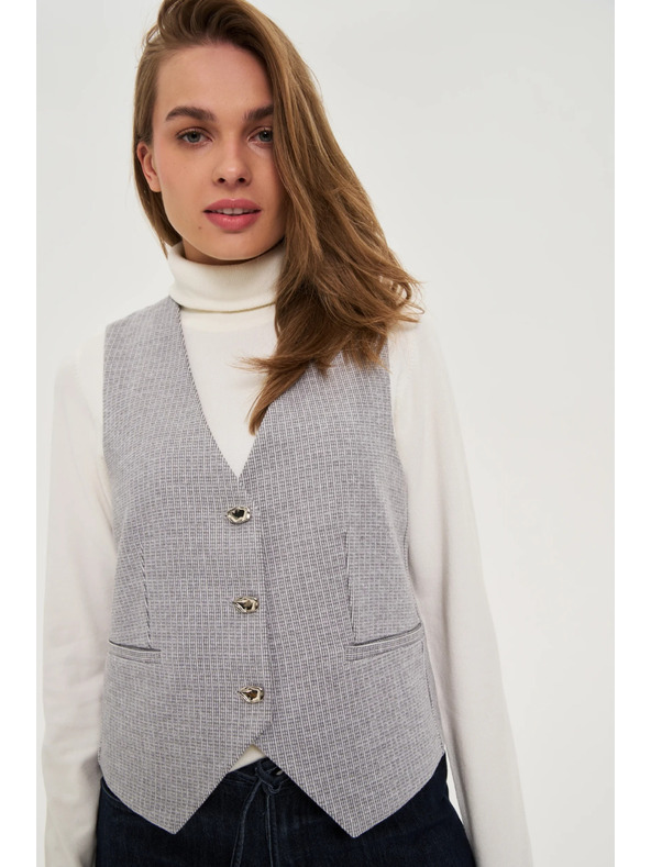 Moodo Сива жилетка с декоративни копчета Moodo