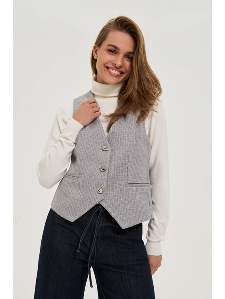 Moodo Сива жилетка с декоративни копчета Moodo
