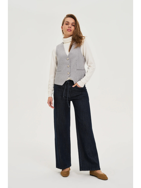 Moodo Сива жилетка с декоративни копчета Moodo