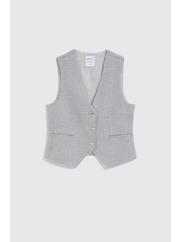 Moodo Сива жилетка с декоративни копчета Moodo