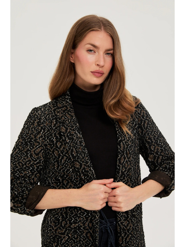Moodo Черно сако с animal принт Moodo