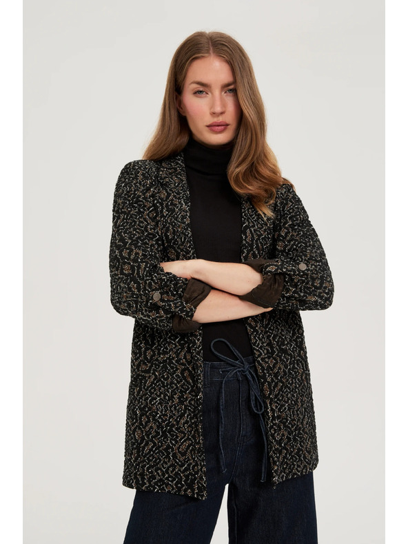 Moodo Черно сако с animal принт Moodo