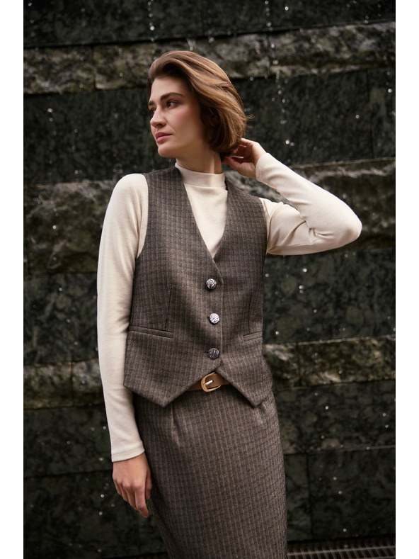 Moodo Елегантна тъмнобежова жилетка Moodo