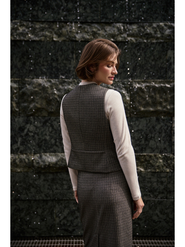 Moodo Елегантна тъмнобежова жилетка Moodo