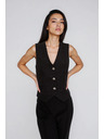 Moodo Черна жилетка с декоративни копчета Moodo