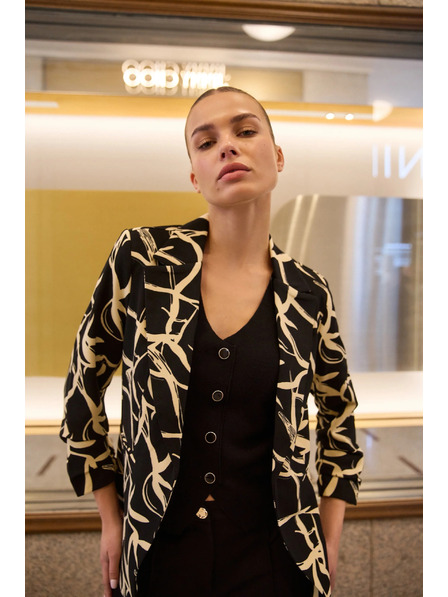 Moodo Сако с набрани 3/4 ръкава черно Moodo