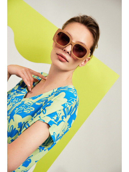 Moodo Слънчеви очила с дебели рамки бежови Moodo