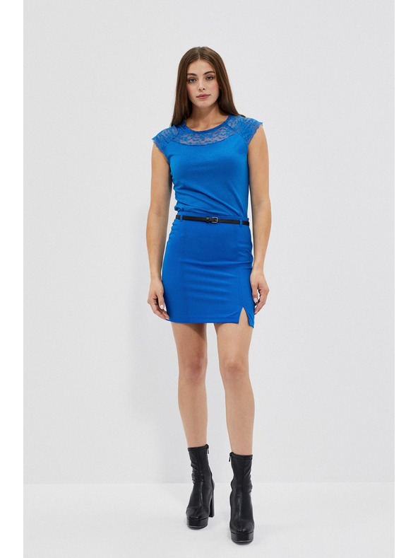 Moodo Синя мини пола с колан Moodo