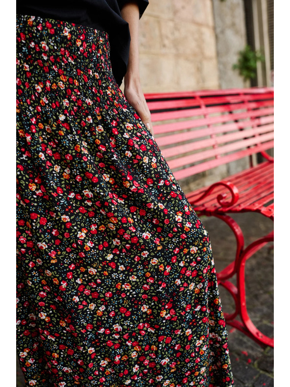 Moodo Миди пола с цветен десен черна Moodo