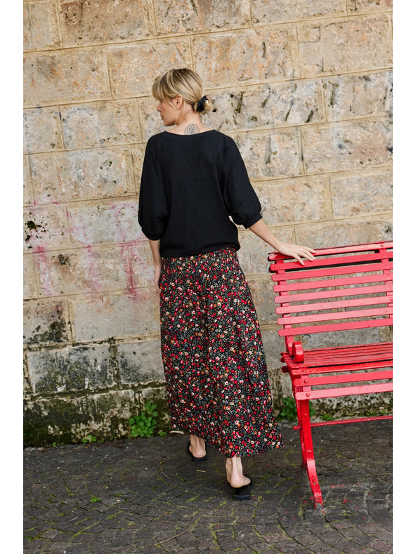 Moodo Миди пола с цветен десен черна Moodo