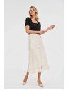 Moodo Ленена миди пола бежова Moodo