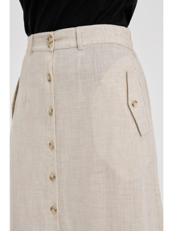 Moodo Ленена миди пола бежова Moodo