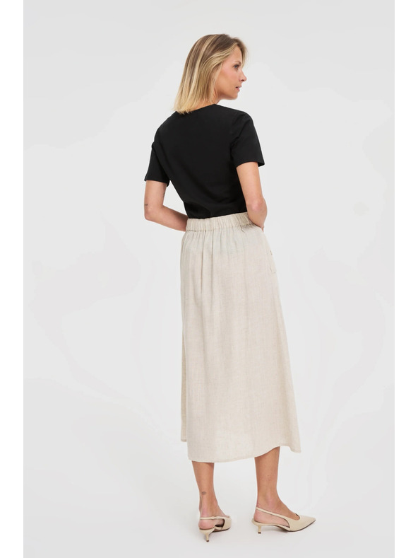 Moodo Ленена миди пола бежова Moodo