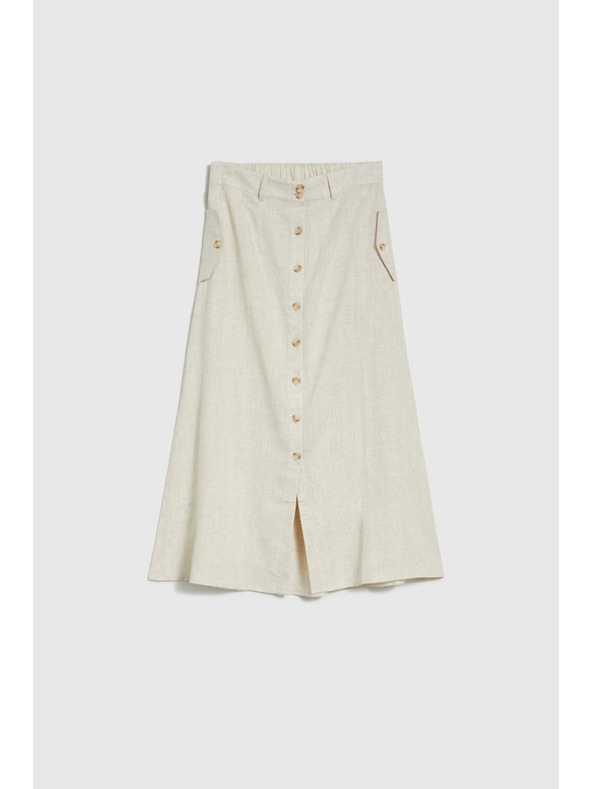 Moodo Ленена миди пола бежова Moodo