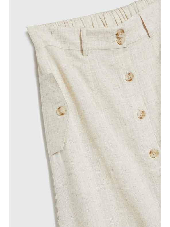 Moodo Ленена миди пола бежова Moodo