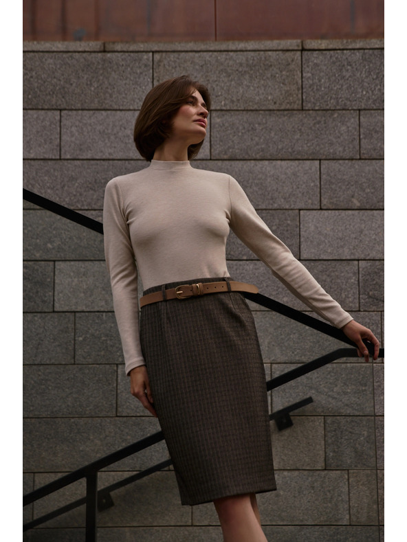 Moodo Моливковидна пола до коляното тъмно бежова Moodo