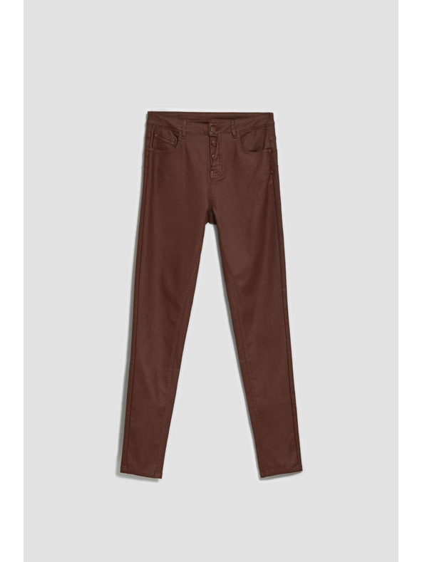 Moodo Восъчни тесни панталони с джобове кестеняви Moodo