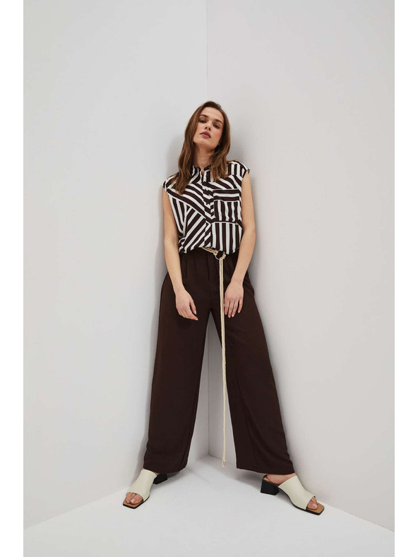 Moodo Тъмнокафяви панталони с широки крачоли Moodo