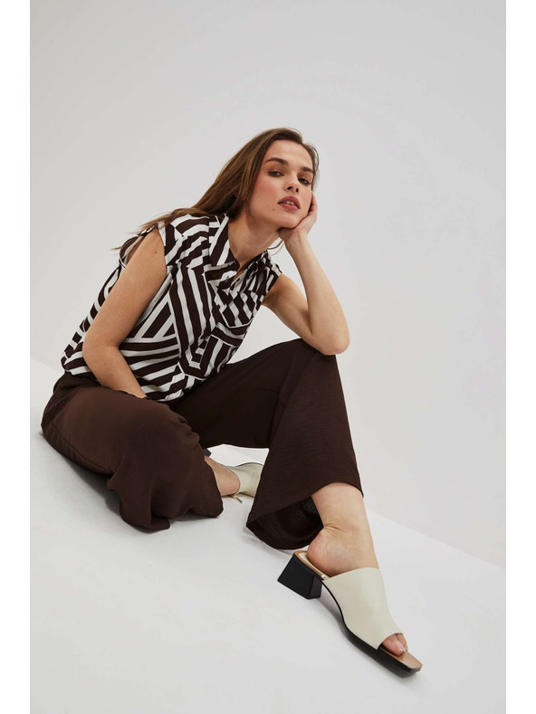 Moodo Тъмнокафяви панталони с широки крачоли Moodo