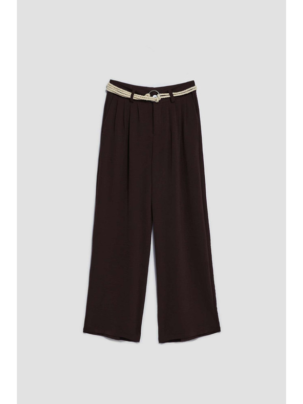 Moodo Тъмнокафяви панталони с широки крачоли Moodo