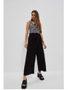 Moodo Черни панталони с широки крачоли от ребрест материал Moodo