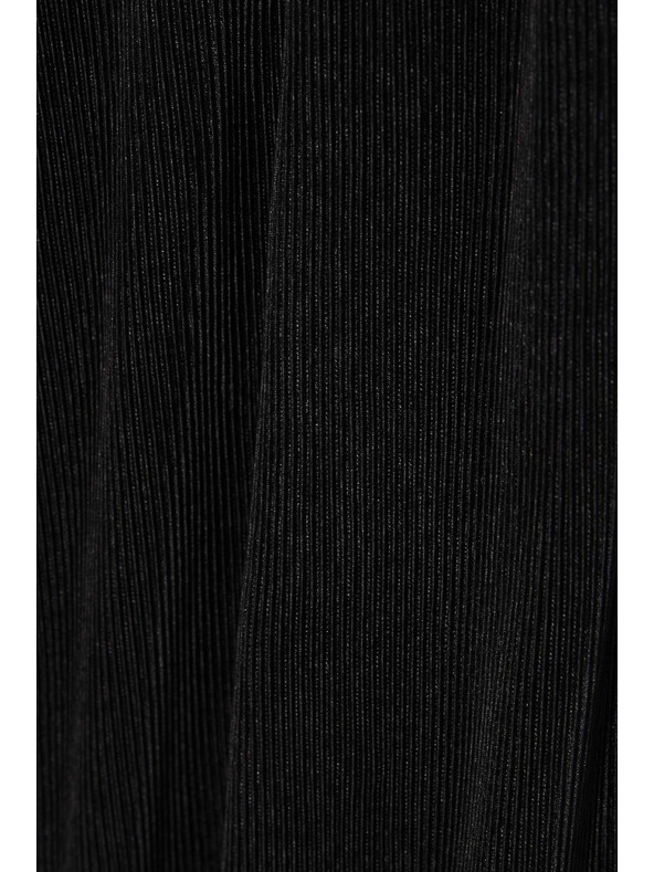 Moodo Черни панталони с широки крачоли от ребрест материал Moodo