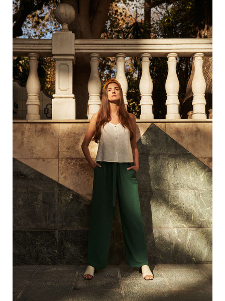 Moodo Малахитови панталони с широки крачоли Moodo