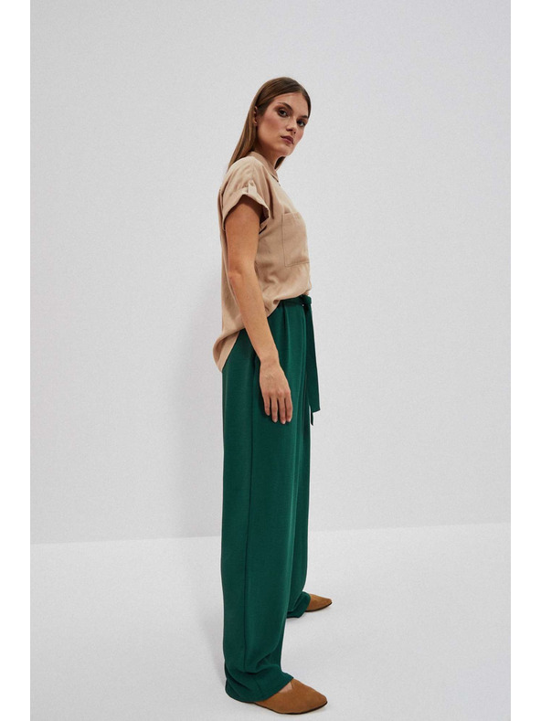 Moodo Малахитови панталони с широки крачоли Moodo