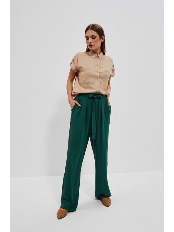 Moodo Малахитови панталони с широки крачоли Moodo